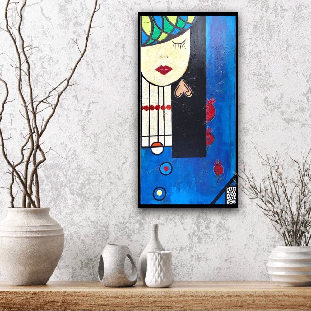 Modern art original painting on canvas 15”x30” acrylic.No frame by Grace Cormier